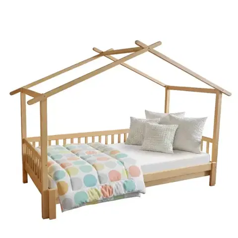 Postele KONDELA Kesio montessori posteľ s prístelkou 90x200 cm prírodná
