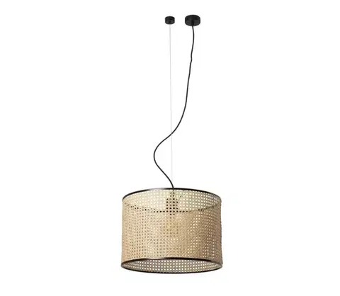 Svietidlá FARO Barcelona FARO 64314-49 - Luster na lanku MAMBO 1xE27/15W/230V pr. 45 cm ratan/čierna 64314-49