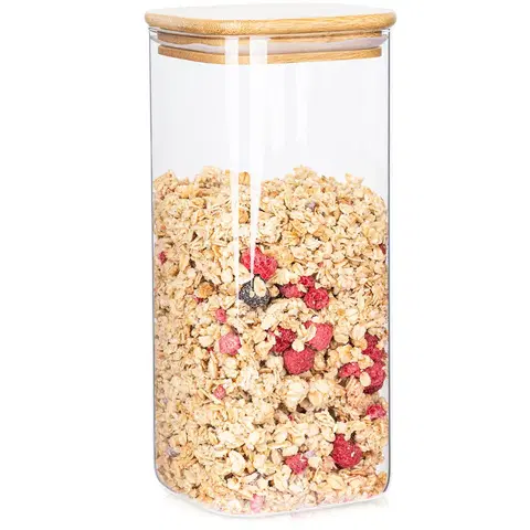 Misky a misy 4Home Sklenená dóza na potraviny s viečkom Bamboo, 1500 ml, 1500 ml