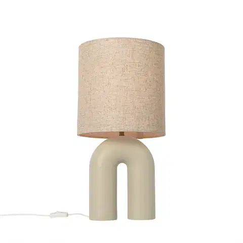 Stolné lampy Dizajnová stolná lampa béžová s tienidlom z ľanu béžová - Lotti
