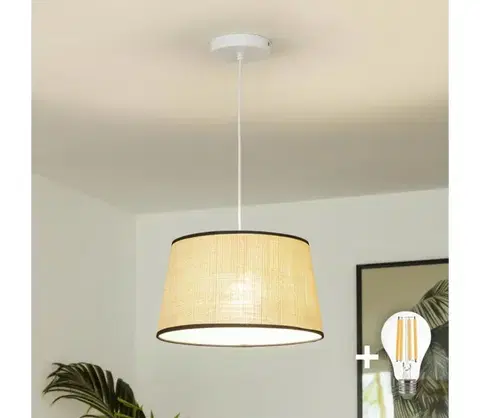 Svietidlá BRILAGI - LED luster na lanku CERIA 1xE27/40W/230V, priemer 35 cm, béžový EG300171+EG781083