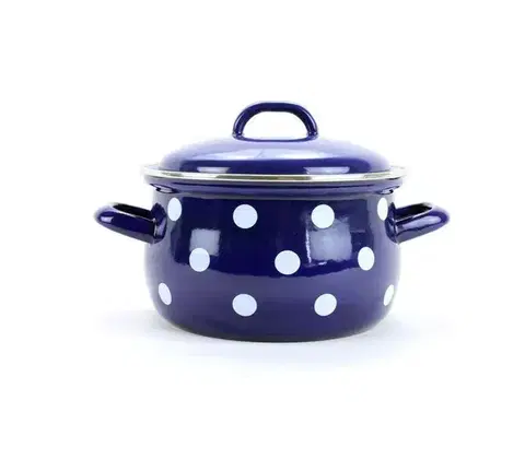 Hrnce BELIS - Hrniec a pokrievka 18cm modré bodky