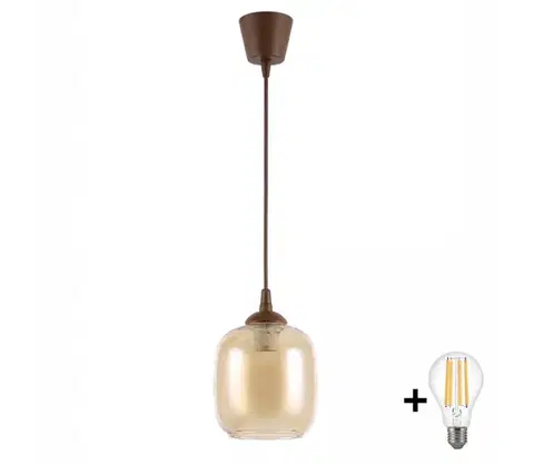 Svietidlá Brilagi - LED luster na lanku R GLASS 1xE27/60W/230V pr. 14 cm hnedá/dymovo-hnedá NSTK7765+TK8611A