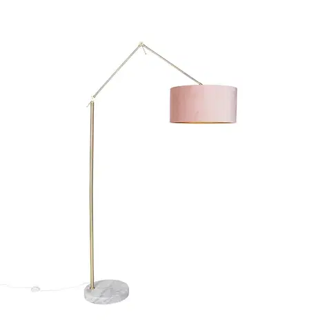 Stojace lampy Moderná stojaca lampa zlatý zamatový tienidlo ružový 50 cm - Editor