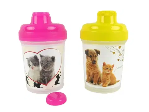Detské hrnčeky TVAR - Fľaša plast 300ml/450ml dekor Šteniatka,mačiatka rôzne motívy