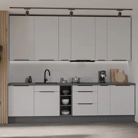 Modulový kuchynský nábytok Kuchynská linka Aria WH/ANT 300 cm bez kuchynskej dosky