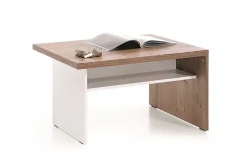 Konferenčné stolíky TARANKO Como CM-S3 konferenčný stolík biely vysoký lesk / dub Como