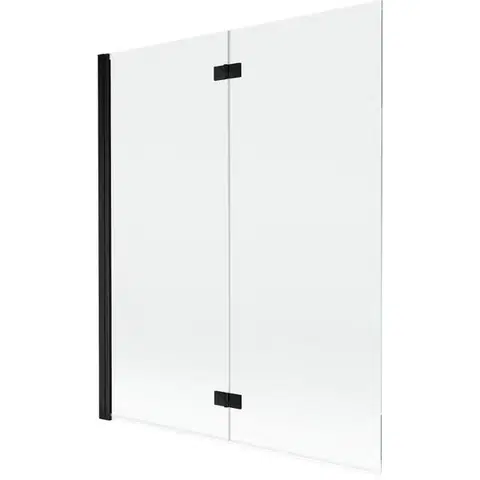 Sprchové dvere MEXEN - MIST vaňová zástena 140x150 cm 6mm 2-s, čierna, číra, ľavá 8A9-140-002-70-00-L
