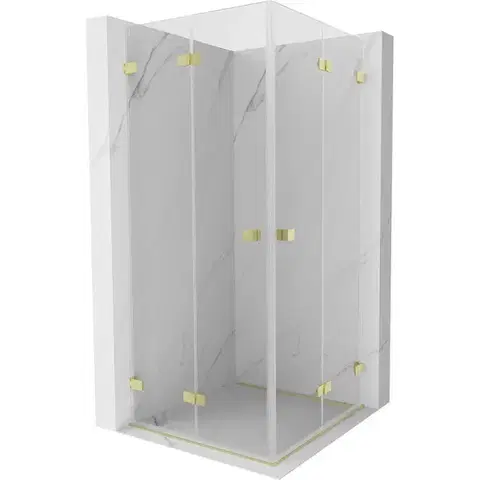 Sprchovacie kúty MEXEN/S - Lunar-F Duo sprchovací kút skladacie dvere 80 x 80, transparent, zlato kartáčovaná 836-080L-080P-55-00