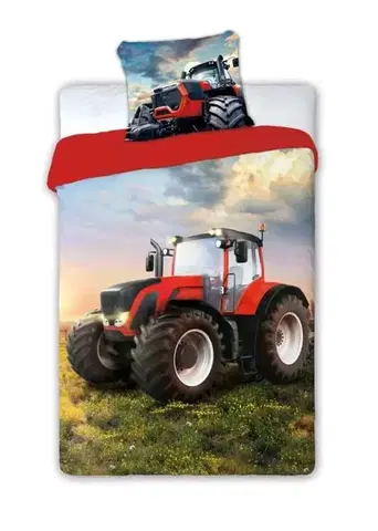 Obliečky Obliečky bavlnené Deluxe 3D 200x140cm+90x70cm Traktor Faro Tiahome