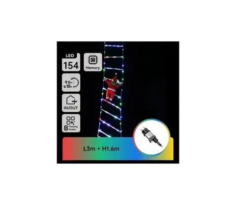 Vianočné dekorácie  B.V.  - LED RGBY Vonkajšia vianočná dekorácia 154xLED/3,6W/230V/8 funkcií 1,6m IP44 B10303Y24