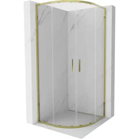Sprchovacie kúty MEXEN - Exo štvrťkruhový posuvný sprchovací kút 100 x 100, transparent, zlato 8132-100-100-50-00