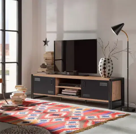 TV stolíky CARD TV stolík na nožičkách, borovica/čierna