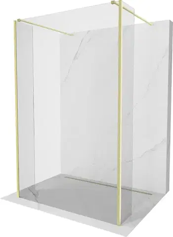 Sprchové dvere MEXEN/S - Kyoto Sprchová zástena WALK-IN voľne stojaca 90 x 30 x 30, transparent, zlatá kartáčovaná 800-090-030-222-55-00-030