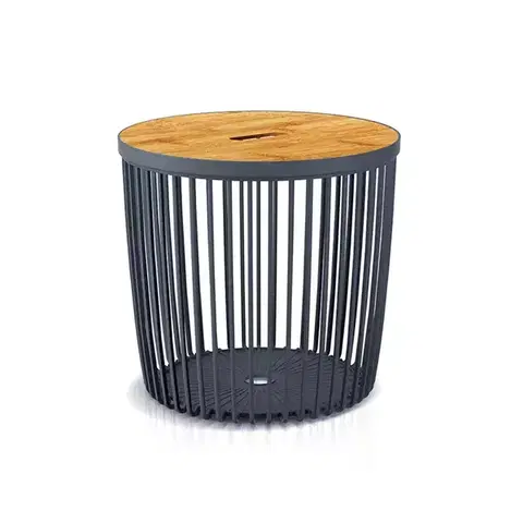 Úložné boxy NABBI ICLU35T plastový univerzálny kôš s bambusovým vekom 35 l antracit