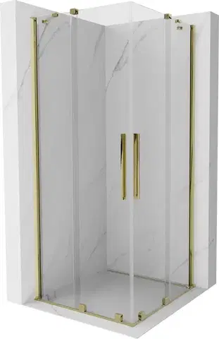 Sprchovacie kúty MEXEN/S - Velar Duo štvorcový sprchovací kút 90 x 90, transparent, zlatá 871-090-090-02-50