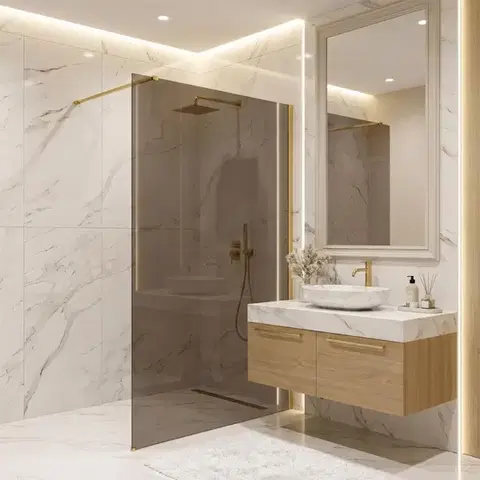 Sprchové dvere REA/S - Sprchová zástena Flexi Brown / Brush Gold 120 KPL-K99670