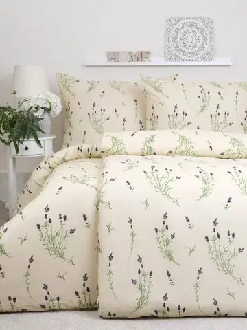 Obliečky MKLozkoviny.sk Predĺžené flanelové obliečky - Levanduľa 02 - 140 × 220 cm - 70 x 90 cm