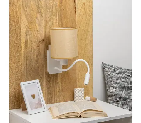 Svietidlá BRILAGI - LED Nástenná lampa NUBILA 1xE27/25W/230V +LED/3W biela/svetlohnedá BG1559+BG1584