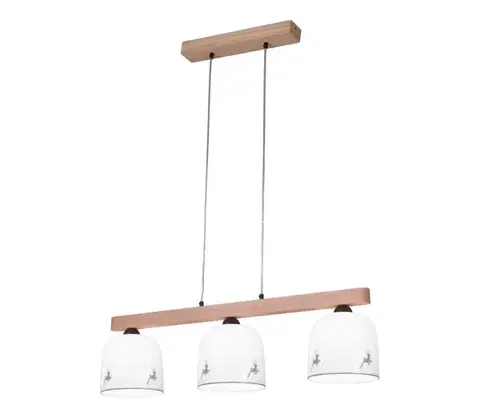 Svietidlá Kolarz A1352.83.Gr.100- Luster na lanku NONNA 3xE27/60W/230V jelene dub/biela/šedá A1352.83.Gr.100