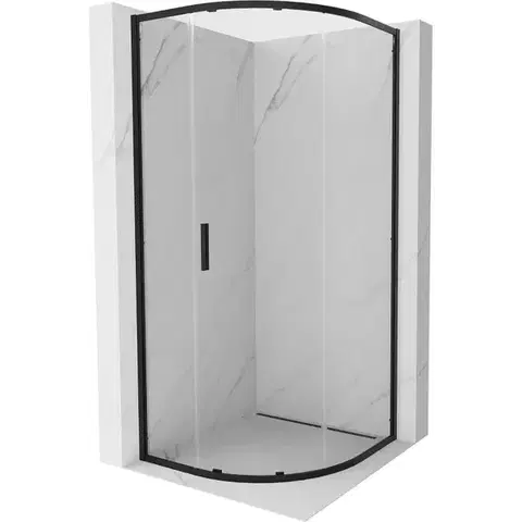 Sprchovacie kúty MEXEN/S - Exo štvrťkruhový posuvný sprchovací kút 80 x 80, transparent, čierna 8131-080-080-70-00