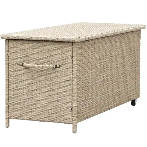 Balkónový nábytok Záhradný box Tejn z technorattanu 55x64x136 prírodná farba