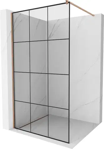 Sprchové dvere MEXEN/S - Kioto Sprchová zástena WALK-IN 110 x 200, čierny vzor 8 mm, meď kartáčovaná 800-110-101-65-77