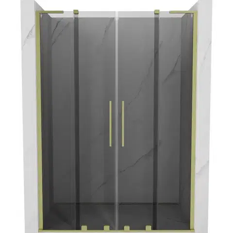 Sprchovacie kúty MEXEN/S - Velar L Duo posuvné sprchové dvere 140, grafit, zlatá kartáčovaná 871-140-003-42-55