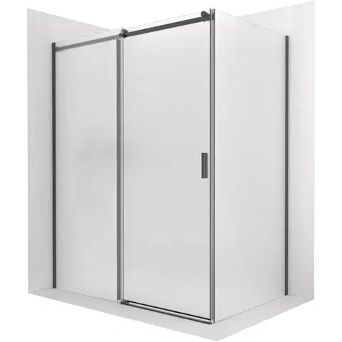 Sprchovacie kúty CERANO - Sprchovací kút Santoro - ľavá - 6 mm - čierna matná, mliečne sklo - 100x70 - posuvný CER-665620