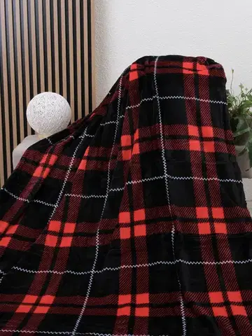 Deky MKLozkoviny.sk Deka mikroplyš 150 × 200 cm – Scot červené