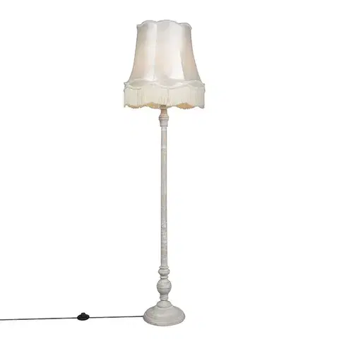 Stojace lampy Stojaca lampa sivá s tienidlom Granny krémová - Classico