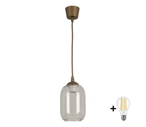 Svietidlá BRILAGI - LED luster na lankách R GLASS 1xE27/60W/230V priemer 14 cm hnedá/dymovo sivá NSTK7757+TK8611A