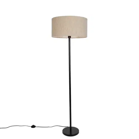 Stojace lampy Moderná stojaca lampa čierna s béžovým buklé tienidlom 50 cm - Simplo