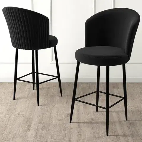 Barové stoličky Bar Stool Set (2 Pieces) Fora - Black