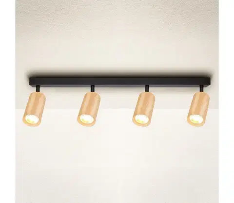 Svietidlá BRILAGI - Bodové svietidlo SELE 4xGU10/30W/230V čierna/dekor duba WO-Z4-A-OEM