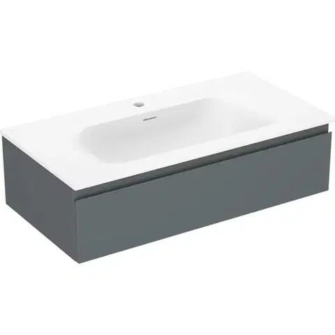 Kúpeľňový nábytok MEXEN/S - Orio kúpeľňová skrinka 90 cm s umývadlom Vela, 1 šuplík, grafit mat/biela mat 91A10-09023-1-BF66-W23M01