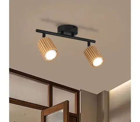 Svietidlá BRILAGI - Bodové svietidlo MODERN WOOD 2xGU10/8W/230V drevo/čierna BRI373