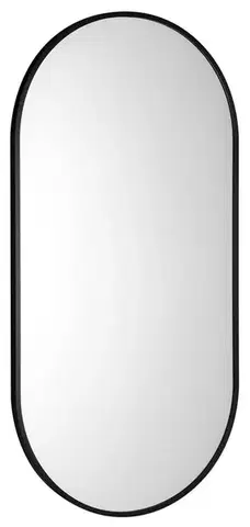 Kúpeľňový nábytok SAPHO - AROWANA oválne zrkadlo v ráme 45x90cm, čierna mat AWB4590