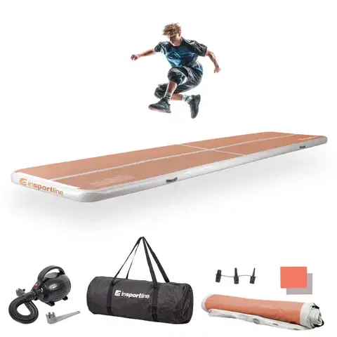 Žinenky Airtrack inSPORTline Airstunt 500x100x10 cm mocha mousse s elektrickou pumpou