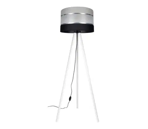 Lampy  Stojacia lampa CORAL 1xE27/60W/230V biela/čierna/šedá/chróm AS0465+BE0788