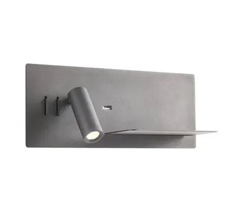 Svietidlá Redo 01-3316 - LED Nástenné bodové svietidlo BROOK LED/8W/230V + LED/3W USB čierna 01-3316
