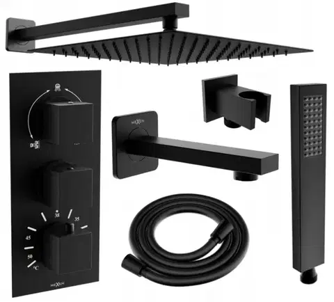 Vaňové panely MEXEN/S - Cube DR02 podomietkový vaňový SET s vytokovou hubicou + slim sprcha 30, čierny 77503DR0230-70