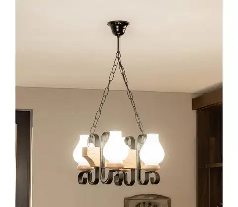 Svietidlá BRILAGI - Závesný luster na reťazi QUEEN 4xE14/40W/230V dub EX-01105