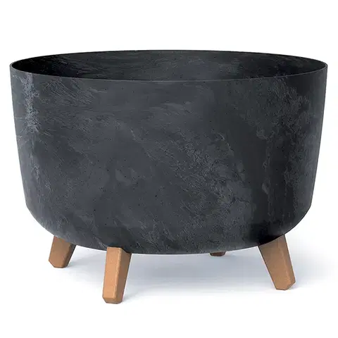 Kvetináče a truhlíky NABBI DGRL400E plastový kvetináč na nožičkách 39 cm antracit