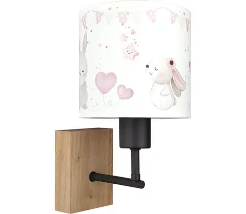 Svietidlá BRILAGI - Nástenné svietidlo BOBO WOOD 1xE27/25W/230V dub/čierna/krémová/králičky BG1561+BG5589