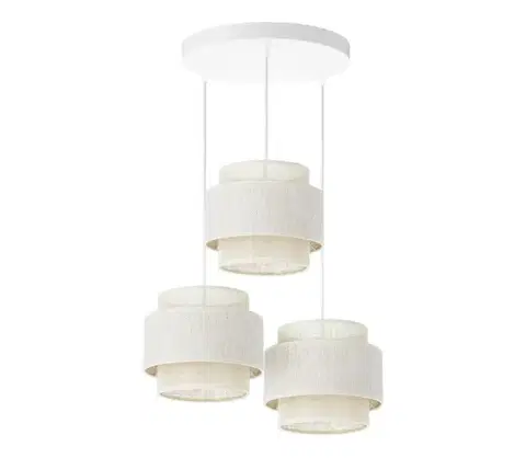Svietidlá  Závesný luster na lanku BOHO 3xE27/60W/230V, krémový/juta H0171