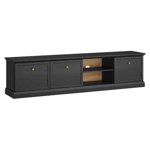 TV stolíky KONDELA Locca RTV3D tv stolík čierny grafit