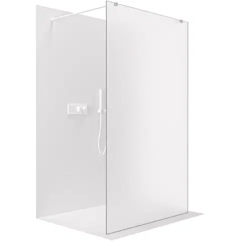 Sprchové dvere CERANO - Sprchová zástena Walk-in Onyx Duo Ľ/P - 8 mm - hranatá vzpera - biela matná, mliečne sklo - 70x200 CER-8050BD1854