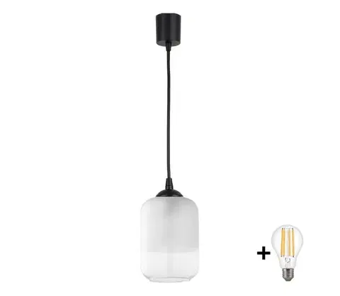 Svietidlá BRILAGI - LED luster na lanku RETRO GLASS 1xE27/60W/230V pr. 14 cm čierna/biela NSTK7778+TK6439A