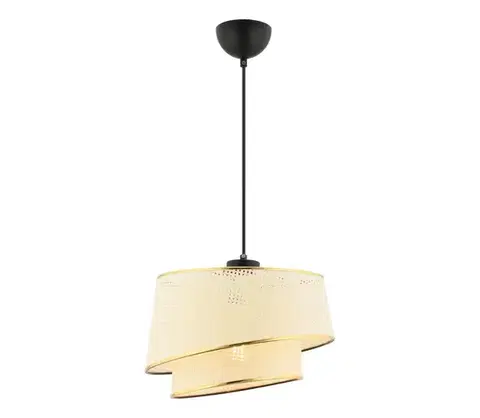 Svietidlá  Závesný luster na lanku BARETTE 1xE27/60W/230V krémová/zlatá 390FLH2493